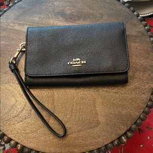Coach Black Leather Wristlet